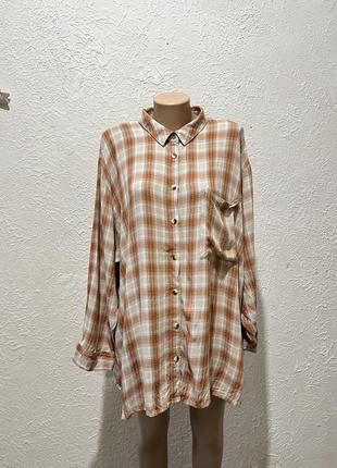 Оранжевая рубашка в клетку / женская рубашка в клетку