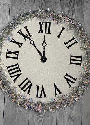 Декоративные новогодние часы на стену диаметром 60 см