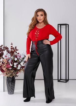 Боди болевой размер брючины кожаное женккие палаццо черный кожаные