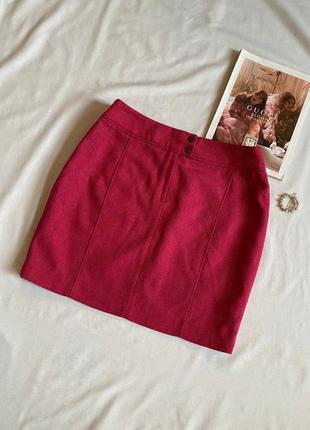 Розовая теплая юбка мини3 фото