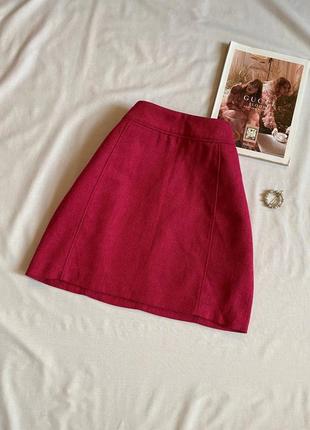 Розовая теплая юбка мини