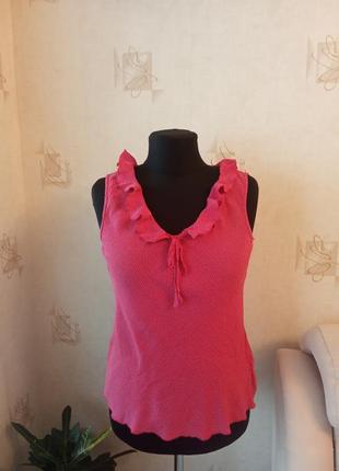 Натуральная блузка, рюши, горох, вискоза