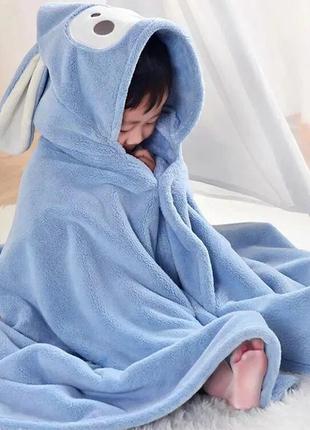 Детское полотенце пончо с капюшоном на кнопках 140×70см1 фото