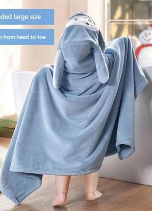 Детское полотенце пончо с капюшоном на кнопках 140×70см2 фото