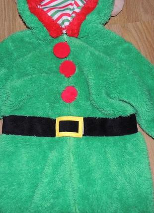 Костюм человечек ромпер 9-18 міс кигуруми теплий теплый плюшевый гнома ельфа новорічний новогодний санта ромпер кігурумі2 фото