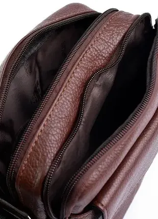 Чоловіча шкіряна сумка барсетка колір коричневий 23012 фото