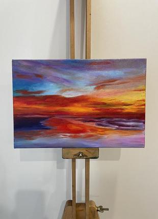 Картина маслом 20х30 «захід сонця»