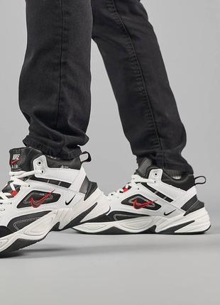 Кросівки зимні чоловічі найк м2к, nike Metallic m2k tekno white black white red, мужские зимние кроссовки найк с мехом9 фото