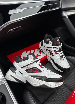 Кроссовки зимние мужские найк м2к, nike m2k tekno white black white red, мужественные зимние кроссовки найк с мехом