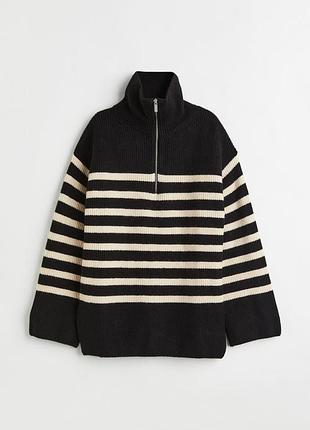 Полосатый свитер туника платье на молнии h&amp;m