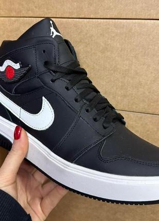 nike Bulls air jordan зимние отличные кожаные высокие кроссовки для мужчин черные