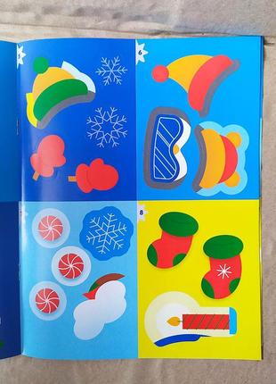 Новорічна книжка "аплікації наліпками: сніговик", наліпки для найменших4 фото