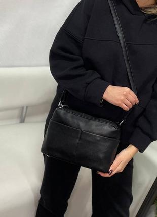 Удобная, вместительная черная сумочка+длинный регулируемый ремешок.2 фото