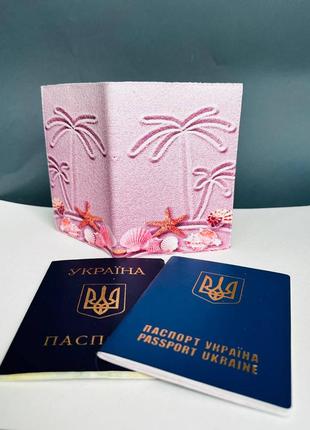 Обложка на паспорт  книжку кожа , загранпаспорт, загран паспорт венный билет пальмы2 фото