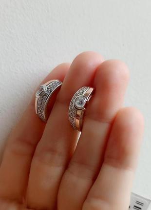 Серьги серебро 925 дсту + золото 375 дсту, серебро с золотыми пластинами, сережки, украина6 фото