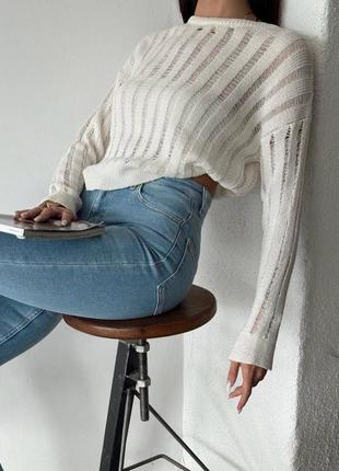 Трендова кофта з рванкою, модний жіночий светр рванка3 фото