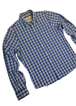 Hollister california размер м мужская рубашка в клетку оригинал приталенная под джинсы