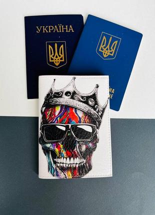 Обложка на паспорт  книжку кожа , загранпаспорт, загран паспорт венный билет череп3 фото