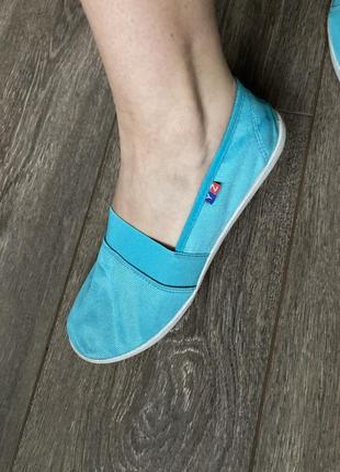 38 рр 25 см по устілці блакитні котонові тканинні мокасини балетки