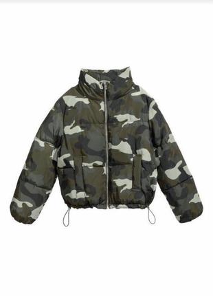 Куртка дутая h&m puffer милитари хаки женская