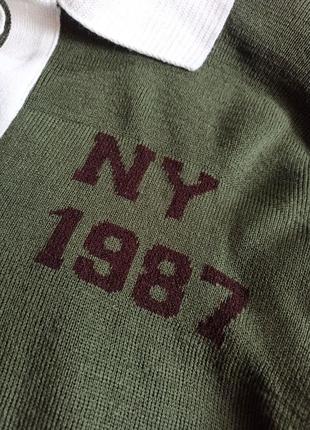 Зелёный свитер с контрастным воротником ny 19876 фото