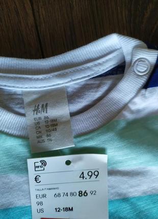 Футболка h&m на 12-18 місяців, ріст 86 див.3 фото