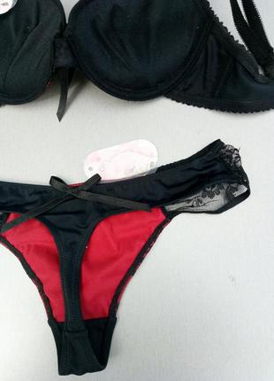 Anfen комплект нижнего женского белья черно бордовый 70с6 фото
