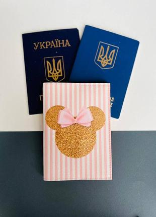 Обкладинка на паспорт книжку шкіра  , закордонний паспорт ,біометричний   мінні міккі маус1 фото