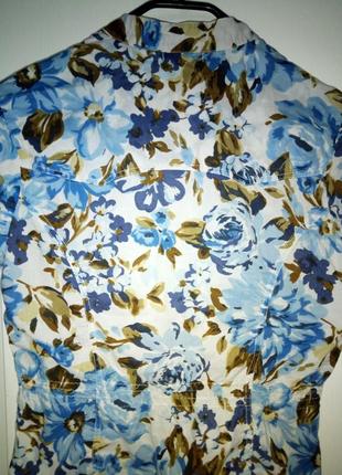 Рубашка голубая с цветами, на лето3 фото