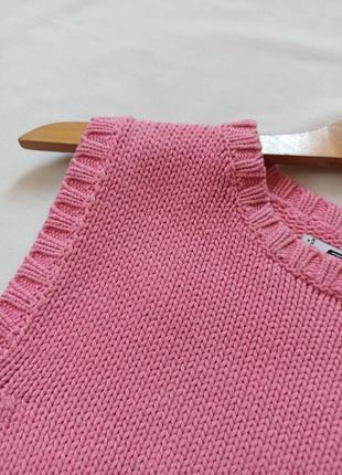 Розовый укороченный жилет/безрукавка крупной вязки2 фото