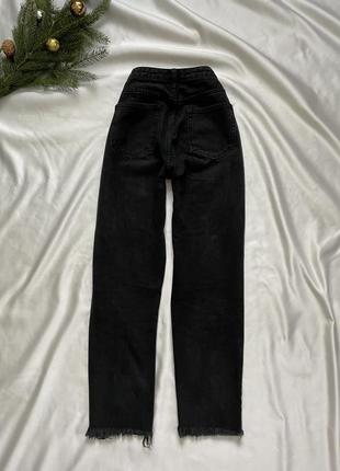 Женские джинсы момы бойфренды, черные джинсы с потертостями,9 фото