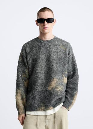 Свитер мужской серый с принтом zara new