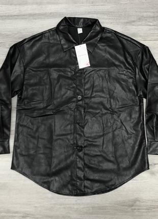 Женская рубашка куртка из эко-кожи оверсайз s6 фото