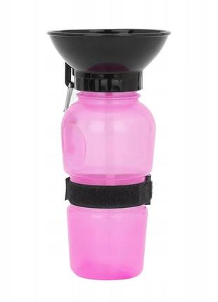 Портативная поилка для собак dog water bottle, 550 мл, розовая