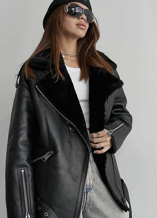 Розкішна натуральна дублянка авіатор3 фото