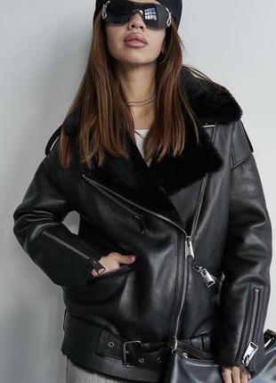 Розкішна натуральна дублянка авіатор