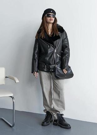 Розкішна натуральна дублянка авіатор4 фото