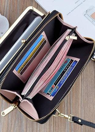 Женская маленькая сумочка клатч на плечо, минисумка кошелек для телефона розовый7 фото