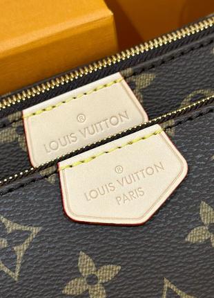 Женская коричневая кожаная сумка в стиле луи витон multi pochette мульти пошет 3 в 1 louis vuitton7 фото