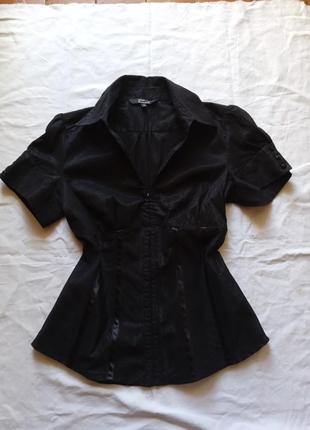 Блузка жіноча чорна сорочка рубашка женская чорная нарядная святкова