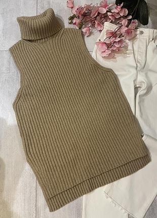 Жилет с шерстью цвета кемэл h&m шерстяной размер м