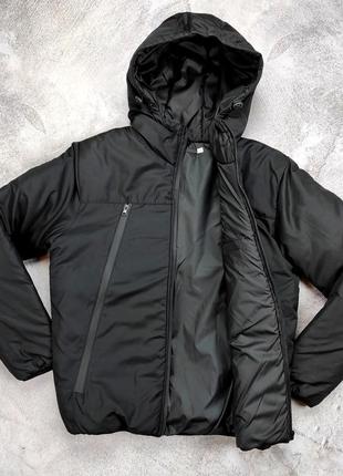 Зимняя куртка мужская теплая силикон 250 синтепон утепленная с капюшоном матовая плащевка черная зима на резинке дешево на подарок2 фото