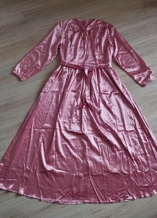 🩷 длинное сатиновое платье. барби цвет