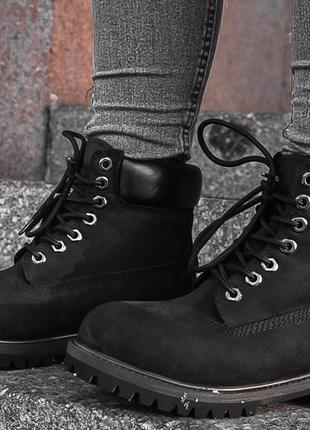 Жіночі черевики timberland black 1 хутро зима знижка sale | smb5 фото