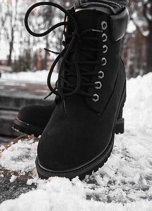 Жіночі черевики timberland black 1 хутро зима знижка sale | smb8 фото