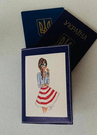 Обложка на паспорт  книжку кожа , загранпаспорт, загран паспорт венный билет девушка2 фото