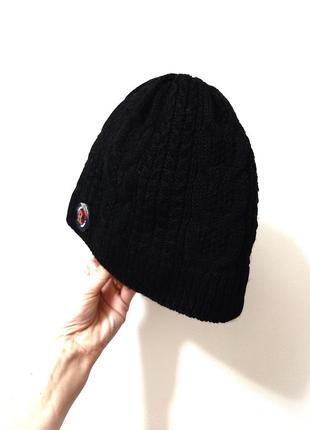 Kraft брендова зимова/демі подвійна шапка р54-60 чорна на хутряній підкладці в'язана жіноча4 фото
