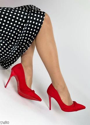 Туфли на каблуке красные7 фото