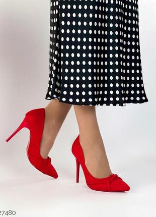 Туфли на каблуке красные6 фото