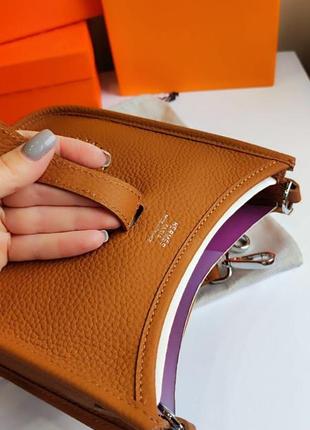 Сумка шкіряна крос боді у стилі hermes evelyne8 фото